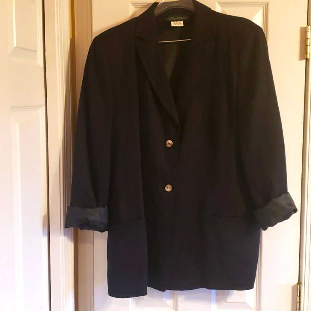 Harve Bernard Linen Style Blazer Black Size 18 womans